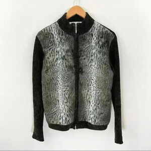 Lisa International faux fur brown chenille jacket